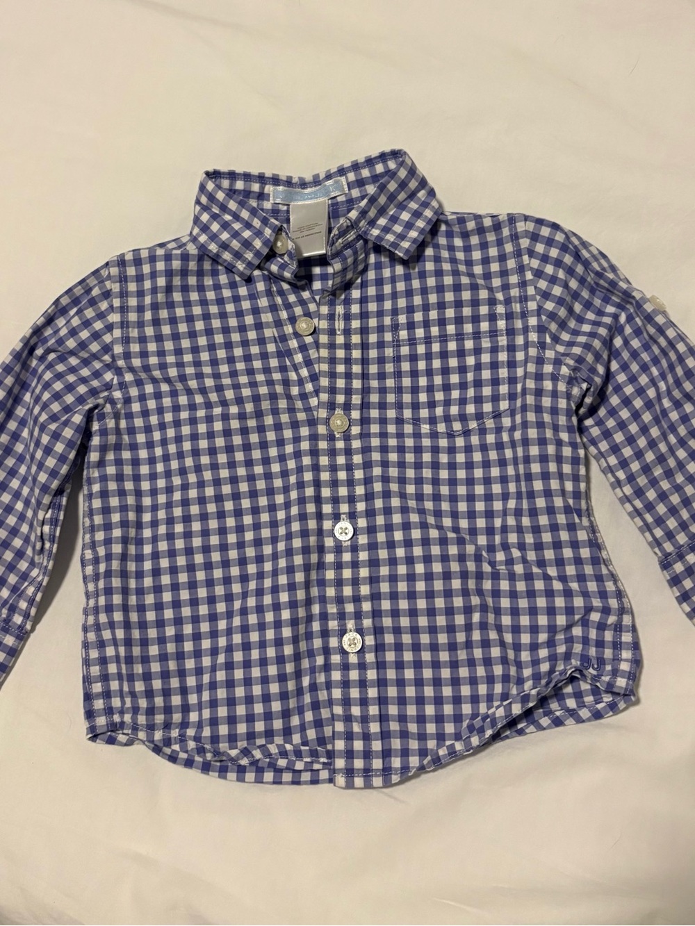 Janie and Jack Purple and White Gingham Button-Down Shirt